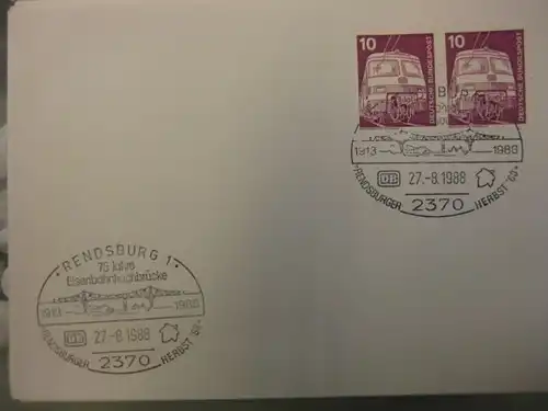 Sonderstempel 75 Jahre Eisenbahnhochbrücke Rendsburg 1988