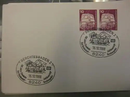 Sonderstempel 100 Jahre Eisenbahn Bad Reichenhall, Stempel Berchtesgaden 1988