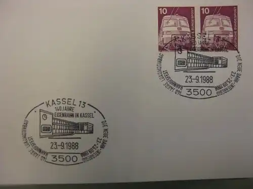 Sonderstempel 140 Jahre Eisenbahn in Kassel 1988