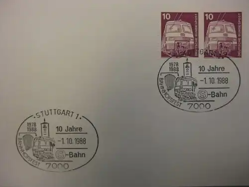 Sonderstempel 10 Jahre S-Bahn, Stuttgart 1988