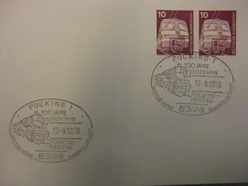 Sonderstempel 100 Jahre Eisenbahn Pocking 1988