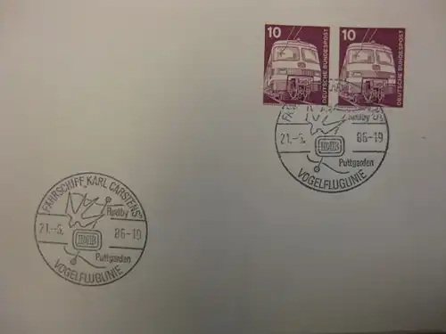 Sonderstempel Fährschiff  FS Karl Carstens 1986 Bordstempel