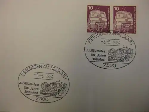 Sonderstempel 100 Jahre Bahnhof Esslingen 1984