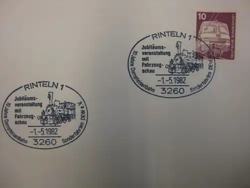 Sonderstempel Dampfeisenbahn Rinteln 1982