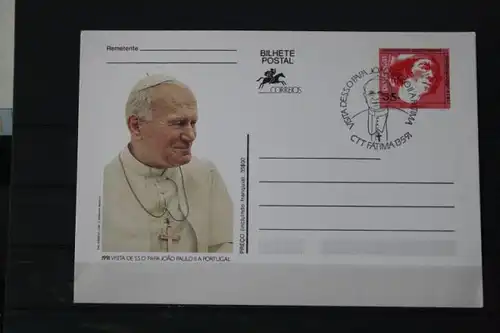 Ganzsache Portugal Papstbesuch Johannes Paul II, 1991
mit Sonderstempel