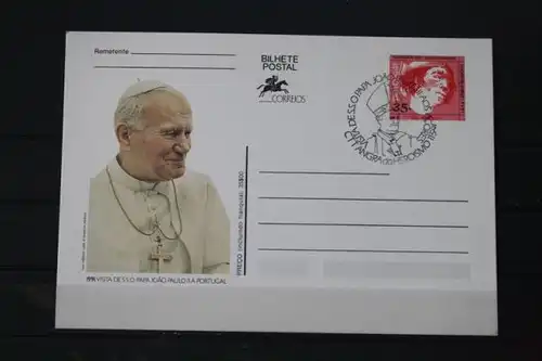 Ganzsache Portugal Papstbesuch 1991, Papst Johannes Paul II.