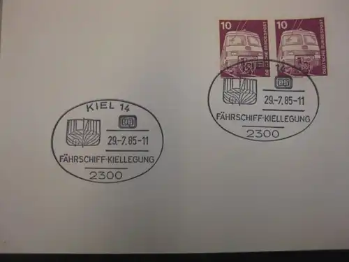 Sonderstempel, DB, Kiel 1985, Fährschiff-Kiellegung