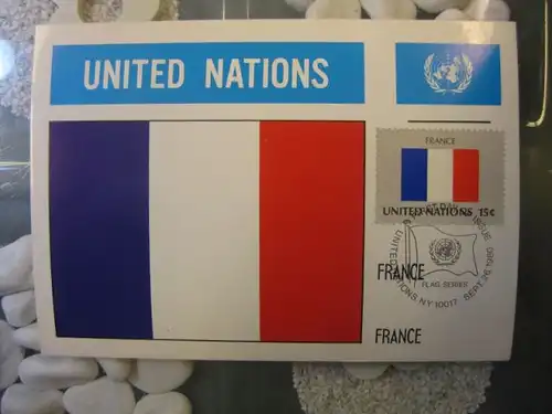 Maximumkarte UNO New York, MK U.N.N.Y.; Flaggenserie: Frankreich
von 1980