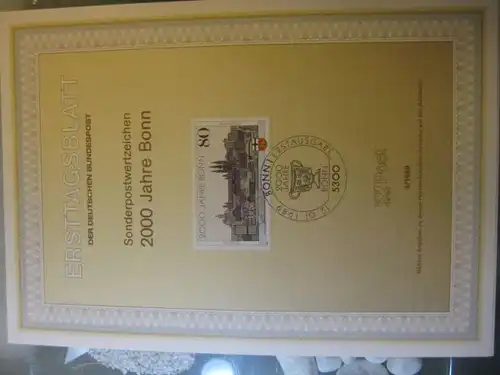 Deutsche Bundespost 
ETB Ersttagsblatt 2000 Jahre Bonn