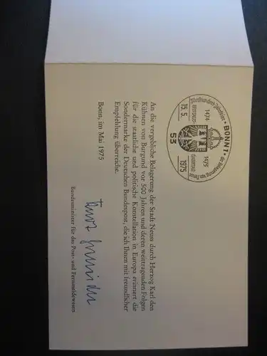 Ministerkarte, Klappkarte klein, Typ V,
 Neuss mit Unterschrift Minister Kurt Gscheidle
