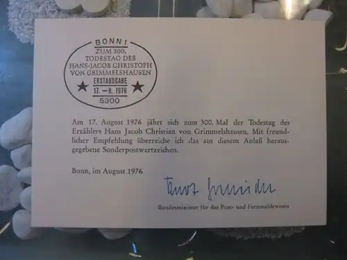 Ministerkarte, Klappkarte klein, Typ V,
  Grimmelshausen  mit Unterschrift Minister Kurt Gscheidle