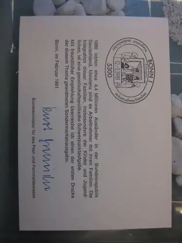 Ministerkarte, Klappkarte klein, Typ V,
 Integration 1981 mit Unterschrift Minister Kurt Gscheidle