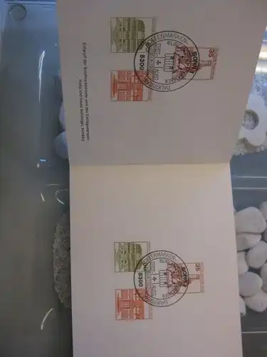 Ministerkarte, Klappkarte klein, Typ V,
 DS Burgen & Schlösser 35, 80, 300 Pf. 1982, mit Faksimile-Unterschrift des Ministers Hans Matthöfer