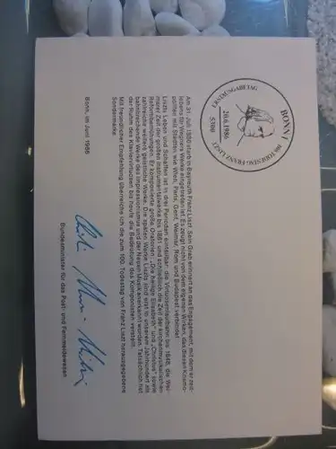 Ministerkarte, Klappkarte klein, Typ V,
   Liszt 1986, mit Faksimile-Unterschrift des Ministers Schwarz-Schilling