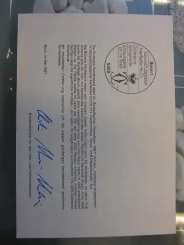 Ministerkarte, Klappkarte klein, Typ V,
   Naturschutzgebiet Merfelder Bruch, Dülmener Wildpferde 1987, mit Faksimile-Unterschrift des Ministers Schwarz-Schilling