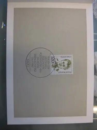 Ministerkarte, Klappkarte klein, Typ V,
  DS Bedeutende Frauen 120 Pf. 1987, mit Faksimile-Unterschrift des Ministers Schwarz-Schilling