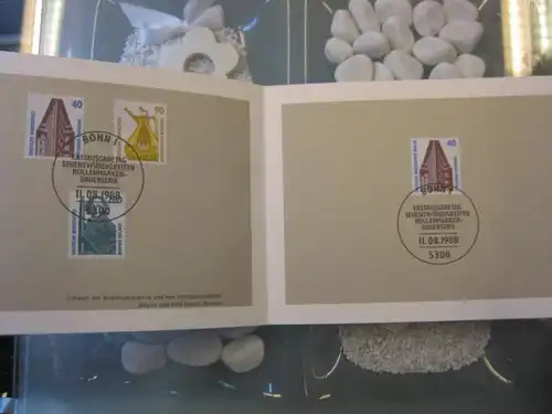 Ministerkarte, Klappkarte klein, Typ V,
  DS Sehenswürdigkeiten 40, 90, 280 Pf. 1988, mit Faksimile-Unterschrift des Ministers Schwarz-Schilling