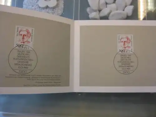 Ministerkarte, Klappkarte klein, Typ V,
  DS Bedeutende Frauen 500 Pf. 1989, mit Faksimile-Unterschrift des Ministers Schwarz-Schilling