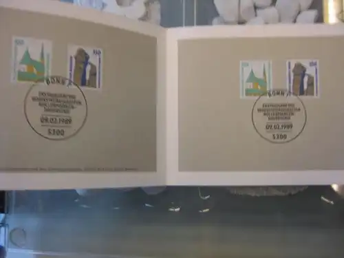 Ministerkarte, Klappkarte klein, Typ V,
 DS Sehenswürdigkeiten 100, 350  Pf. 1989, mit Faksimile-Unterschrift des Ministers Schwarz-Schilling