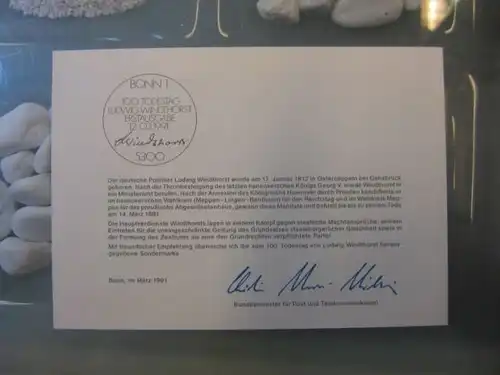 Ministerkarte, Klappkarte klein, Typ V,
  Windthorst 1991, mit Faksimile-Unterschrift des Ministers Schwarz-Schilling