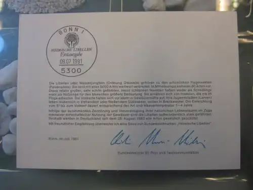 Ministerkarte, Klappkarte klein, Typ V,
  Libellen1991, mit Faksimile-Unterschrift des Ministers Schwarz-Schilling