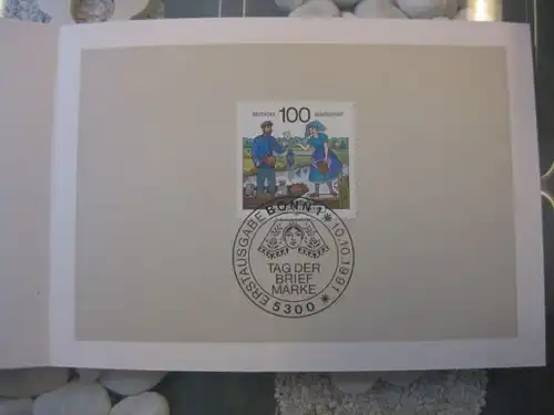 Ministerkarte, Klappkarte klein, Typ V,
 Tag der Briefmarke 1991, mit Faksimile-Unterschrift des Ministers Schwarz-Schilling