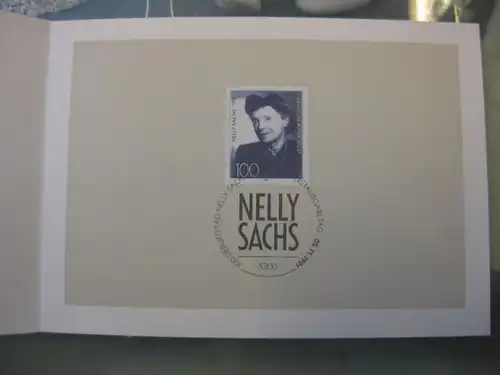 Ministerkarte, Klappkarte klein, Typ V,
 Nelly Sachs 1991, mit Faksimile-Unterschrift des Ministers Schwarz-Schilling