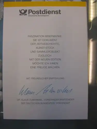 Klappkarte der GD Post, Faltkarte Typ DP1a mit Faksimile-Unterschrift Klaus Zumwinkel ; Nachfolgekarten der Ministerkarten Typ V, Newton