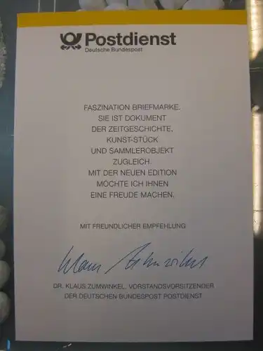 Klappkarte der GD Post, Faltkarte Typ DP1a mit Faksimile-Unterschrift Klaus Zumwinkel ; Nachfolgekarten der Ministerkarten Typ V,  Schulpforta