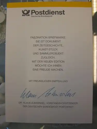 Klappkarte der GD Post, Faltkarte Typ DP1a mit Faksimile-Unterschrift Klaus Zumwinkel ; Nachfolgekarten der Ministerkarten Typ V,  Hölderlin