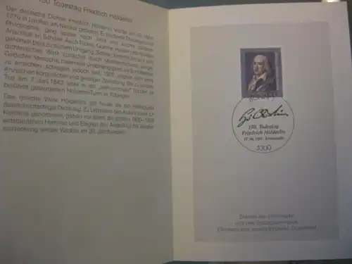 Klappkarte der GD Post, Faltkarte Typ DP1a mit Faksimile-Unterschrift Klaus Zumwinkel ; Nachfolgekarten der Ministerkarten Typ V,  Hölderlin