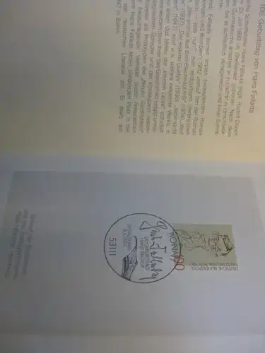 Klappkarte der GD Post, Faltkarte Typ DP1a mit Faksimile-Unterschrift Klaus Zumwinkel ; Nachfolgekarten der Ministerkarten Typ V,  Fallada