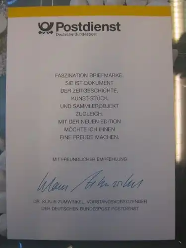 Klappkarte der GD Post, Faltkarte Typ DP1a mit Faksimile-Unterschrift Klaus Zumwinkel ; Nachfolgekarten der Ministerkarten Typ V,  Wappen Nordrhein-Westfalen
