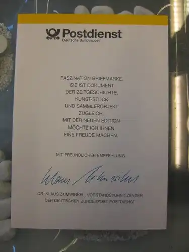 Klappkarte der GD Post, Faltkarte Typ DP1a mit Faksimile-Unterschrift Klaus Zumwinkel ; Nachfolgekarten der Ministerkarten Typ V,  Monteverdi 1993