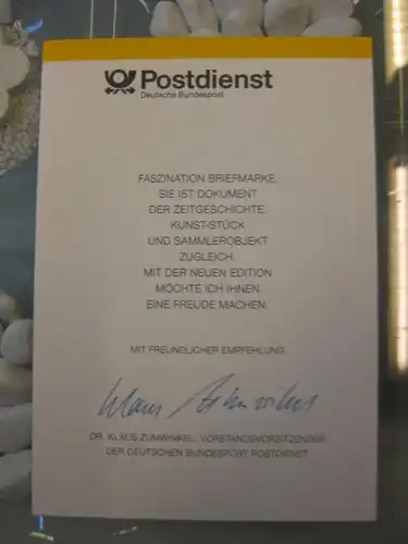 Klappkarte der GD Post, Faltkarte Typ DP1a mit Faksimile-Unterschrift Klaus Zumwinkel ; Nachfolgekarten der Ministerkarten Typ V,  Brandt 1993