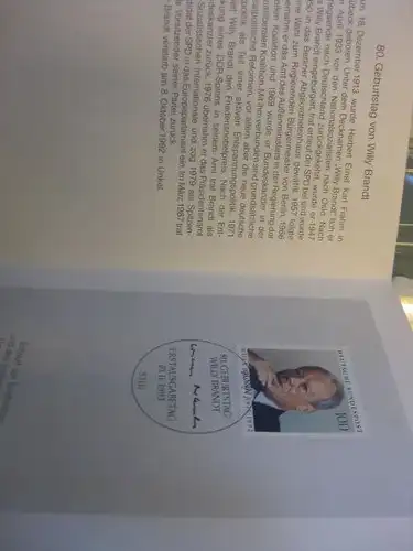 Klappkarte der GD Post, Faltkarte Typ DP1a mit Faksimile-Unterschrift Klaus Zumwinkel ; Nachfolgekarten der Ministerkarten Typ V,  Brandt 1993