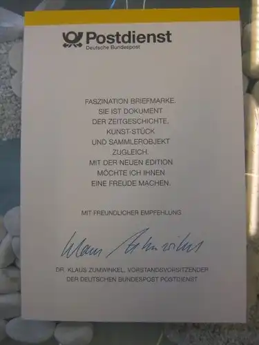 Klappkarte der GD Post, Faltkarte Typ DP1a mit Faksimile-Unterschrift Klaus Zumwinkel ; Nachfolgekarten der Ministerkarten Typ V, VDMA 1993