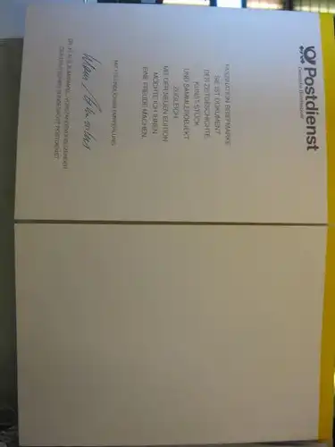 Klappkarte der GD Post, Faltkarte Typ DP1h mit Faksimile-Unterschrift Klaus Zumwinkel ; Nachfolgekarten der Ministerkarten Typ V,  Wohlfahrtsmarken, Für die Wohlfahrt 1993
