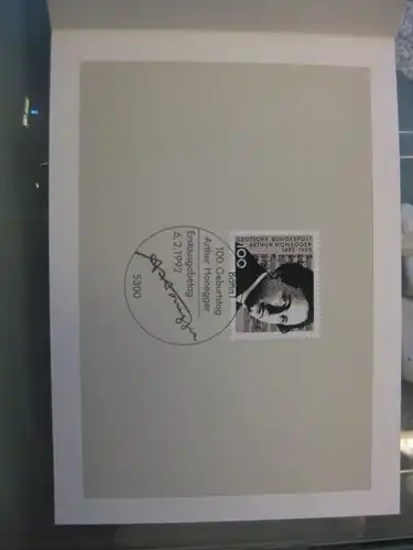 Ministerkarte, Klappkarte klein, Typ V,
 Honegger 1992 mit Unterschrift Minister Schwarz-Schilling