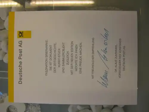 Klappkarte der GD Post, Faltkarte Typ DP1 mit Faksimile-Unterschrift Klaus Zumwinkel ; Nachfolgekarten der Ministerkarten Typ V, Kindermissionswerk 1996