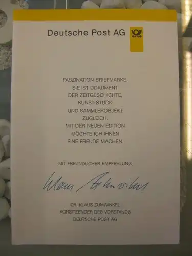 Klappkarte der GD Post, Faltkarte Typ DP1 mit Faksimile-Unterschrift Klaus Zumwinkel ; Nachfolgekarten der Ministerkarten Typ V,  Luther 1996