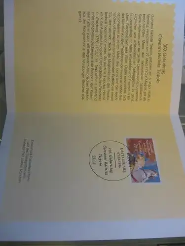 Klappkarte der GD Post, Faltkarte Typ DP1  Tiepolo 1996 mit Faksimile-Unterschrift Klaus Zumwinkel ; Nachfolgekarten der Ministerkarten Typ V