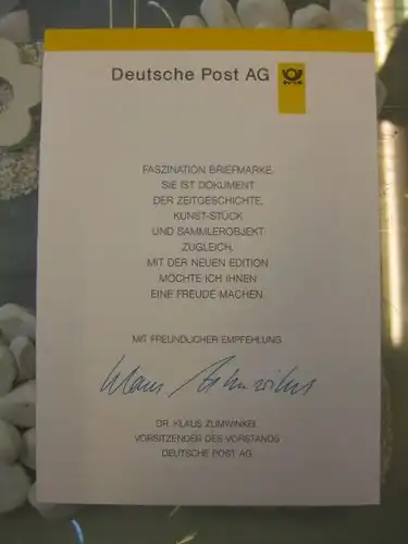 Klappkarte der GD Post, Faltkarte Typ DP1  Borchert 1996 mit Faksimile-Unterschrift Klaus Zumwinkel ; Nachfolgekarten der Ministerkarten Typ V