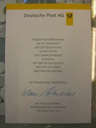 Klappkarte der GD Post, Faltkarte Typ DP1  Bühnenverein 1996 mit Faksimile-Unterschrift Klaus Zumwinkel ; Nachfolgekarten der Ministerkarten Typ V