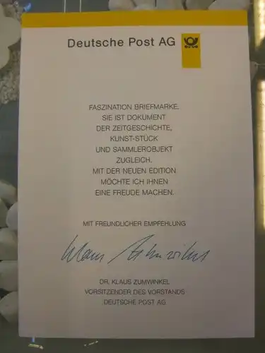 Klappkarte der GD Post, Faltkarte Typ DP1  Freising 1996 mit Faksimile-Unterschrift Klaus Zumwinkel ; Nachfolgekarten der Ministerkarten Typ V