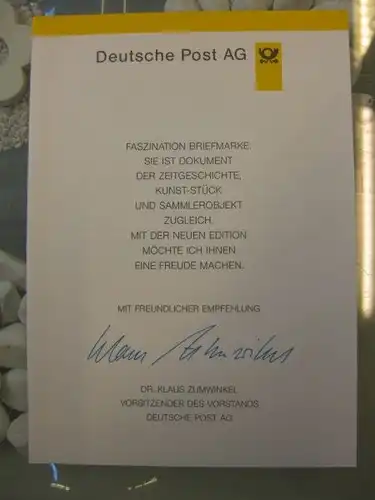 Klappkarte der GD Post, Faltkarte Typ DP1  Akademie der Künste  1996 mit Faksimile-Unterschrift Klaus Zumwinkel ; Nachfolgekarten der Ministerkarten Typ V