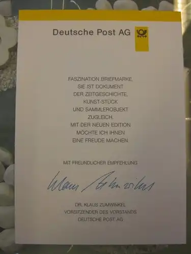 Klappkarte der GD Post, Faltkarte Typ DP1, BGB,  1996 mit Faksimile-Unterschrift Klaus Zumwinkel ; Nachfolgekarten der Ministerkarten Typ V