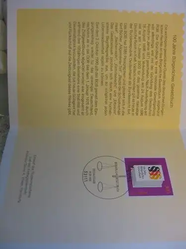 Klappkarte der GD Post, Faltkarte Typ DP1, BGB,  1996 mit Faksimile-Unterschrift Klaus Zumwinkel ; Nachfolgekarten der Ministerkarten Typ V