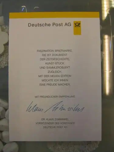 Klappkarte der GD Post, Faltkarte Typ DP1, Völklinger Hütte,  1996 mit Faksimile-Unterschrift Klaus Zumwinkel ; Nachfolgekarten der Ministerkarten Typ V
