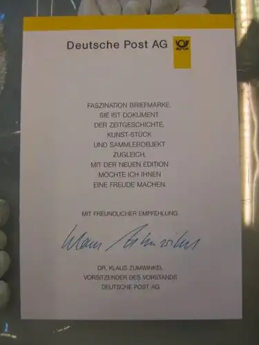 Klappkarte der GD Post, Faltkarte Typ DP1, BDPh,  1996 mit Faksimile-Unterschrift Klaus Zumwinkel ; Nachfolgekarten der Ministerkarten Typ V